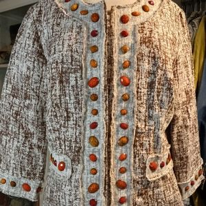 Linen jacket with embellishments